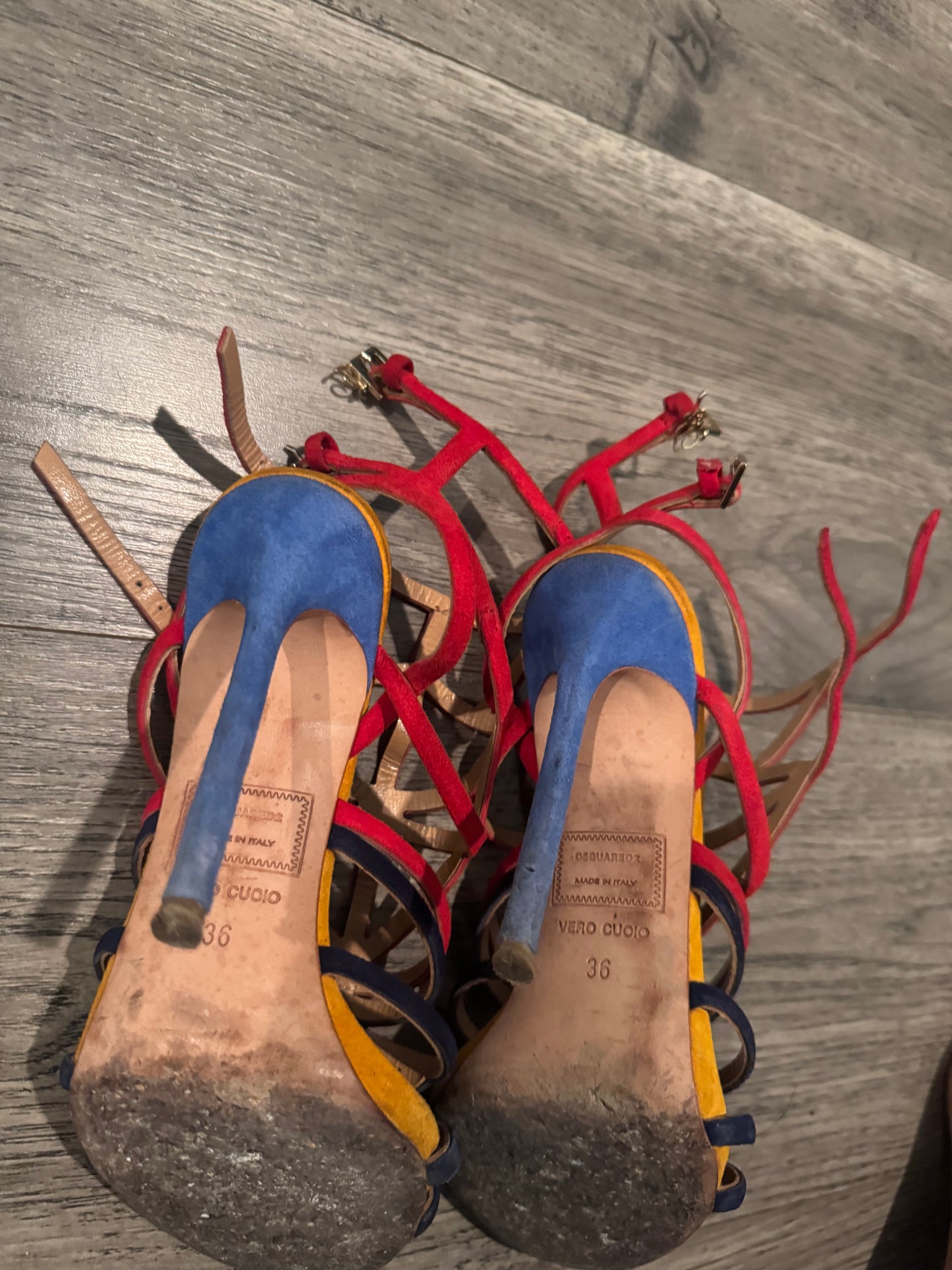 Dsquared2 multicolor caged heels