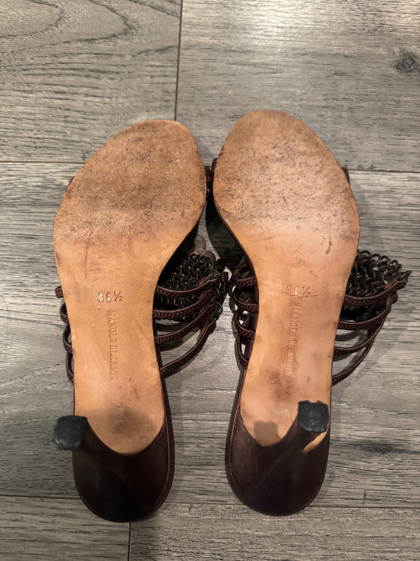 Manolo Blahnik chain sandal heels