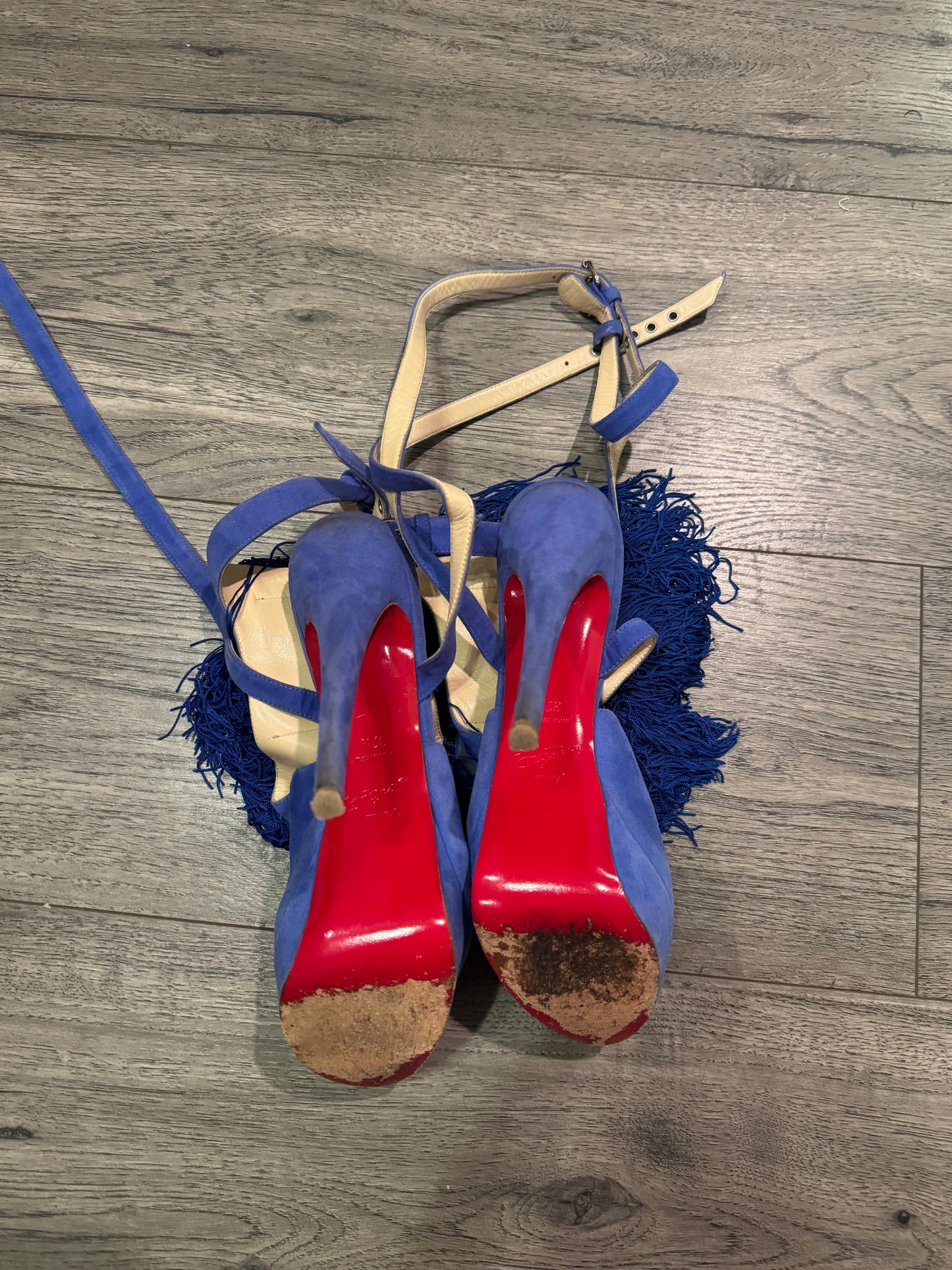 Christian Louboutin change of the guard fringe heels circa 2010
