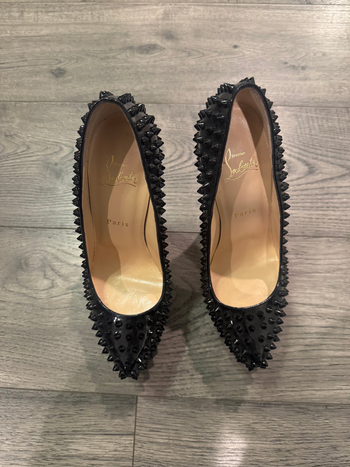 Christian Louboutin daffodile 160mm spiked pumps in black patent leather circa 2011