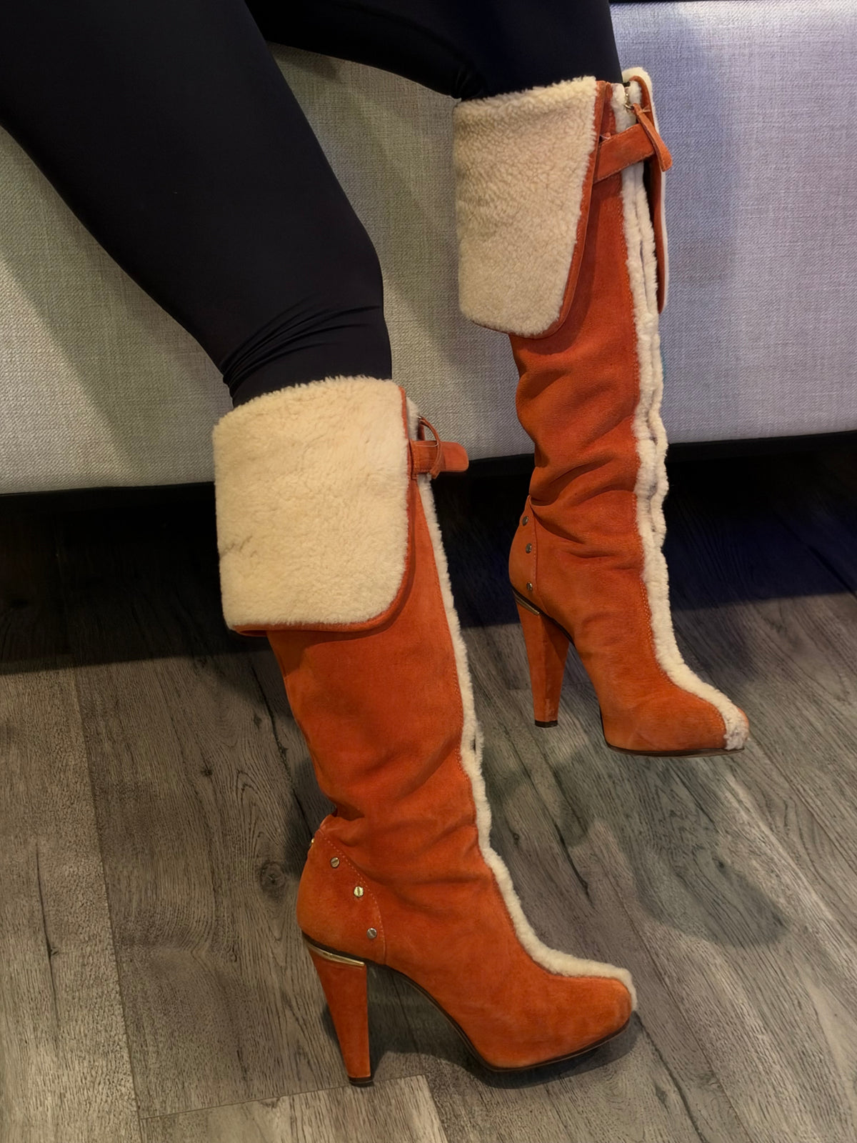 Dsquared2 suede shearling heel boots