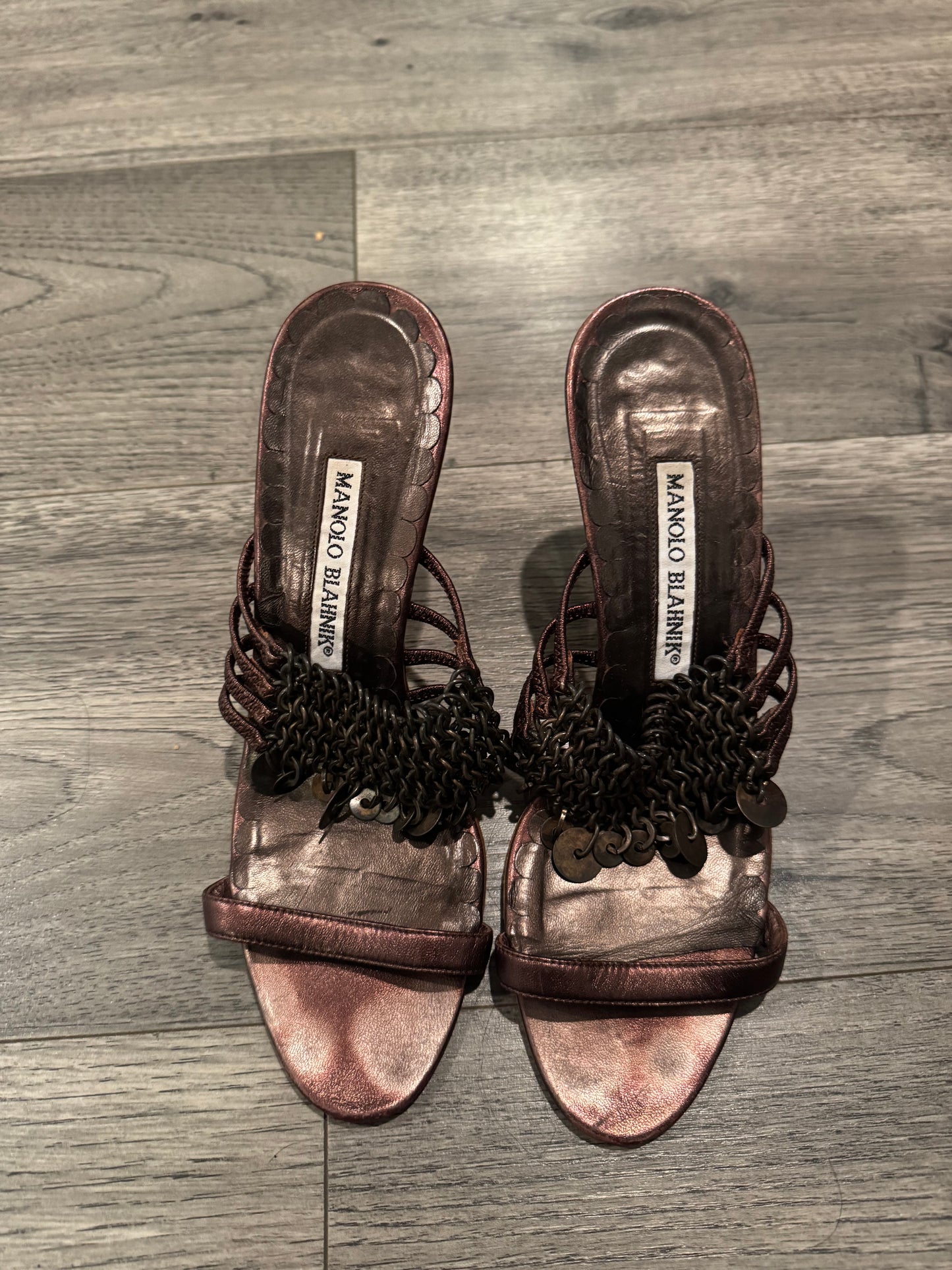 Manolo Blahnik chain sandal heels