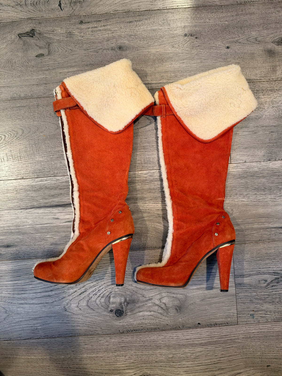 Dsquared2 suede shearling heel boots