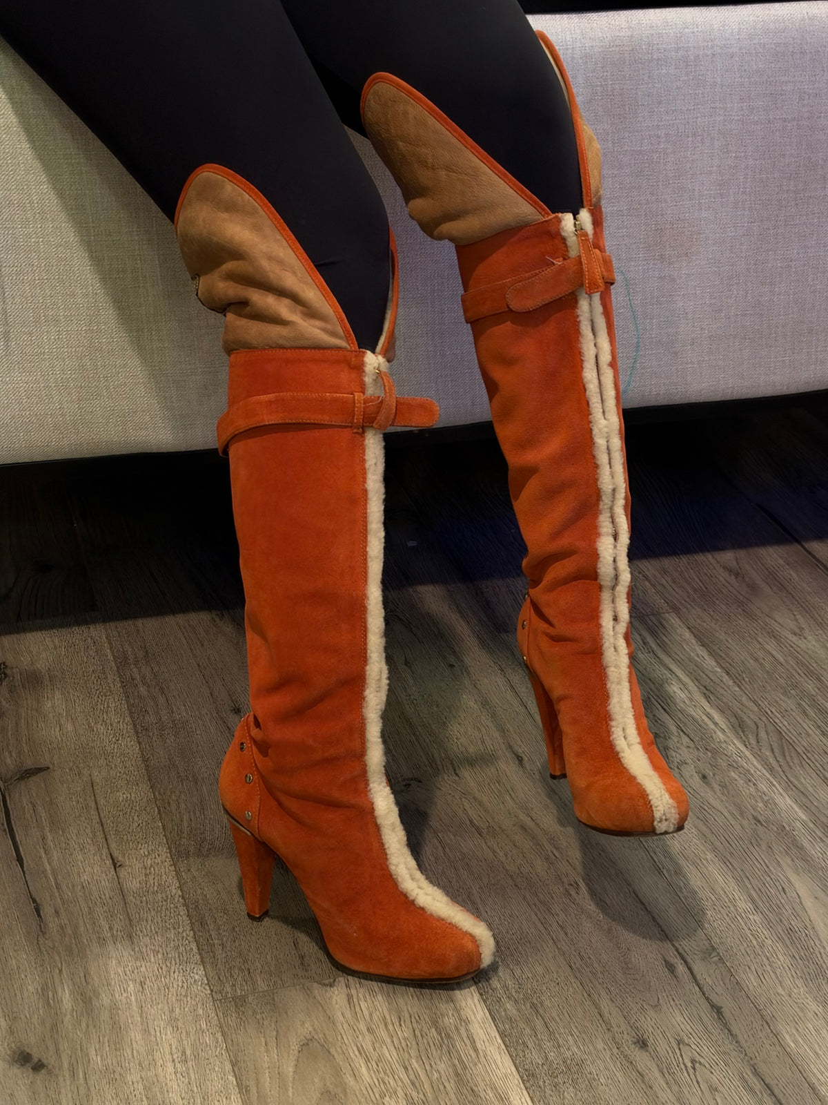 Dsquared2 suede shearling heel boots