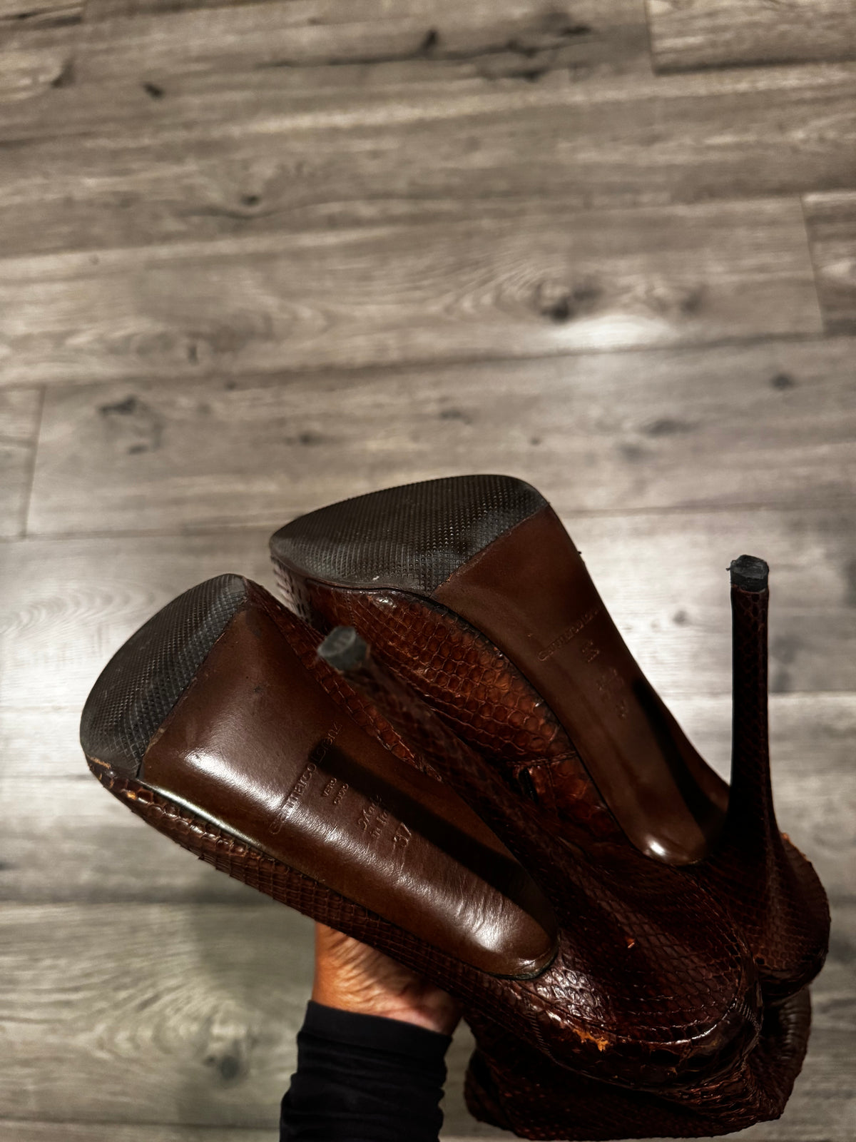 Gianmarco Lorenzi brown Python knee boots