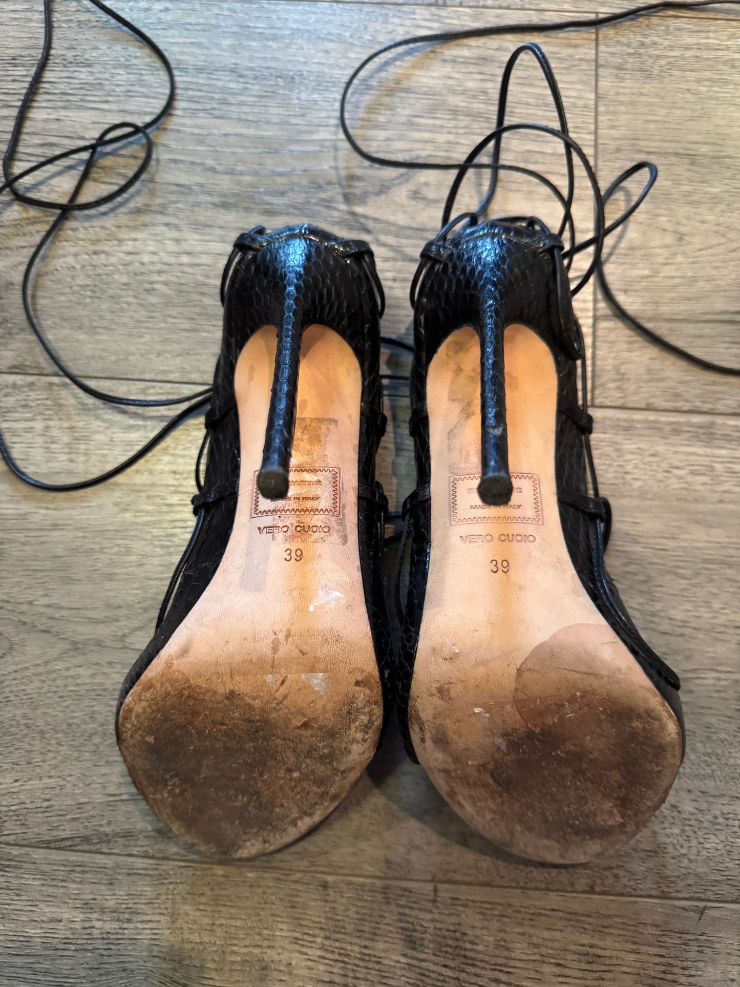 Dsquared2 snakeskin lace up heels