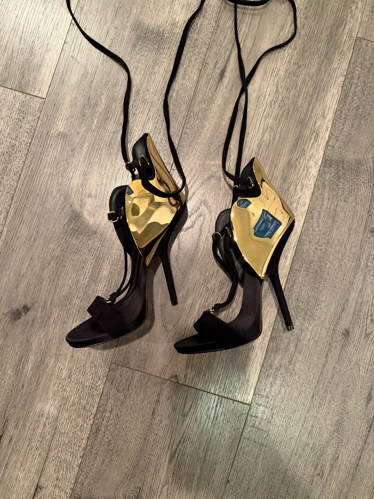 Giuseppe Zanotti gold plated strap up heels