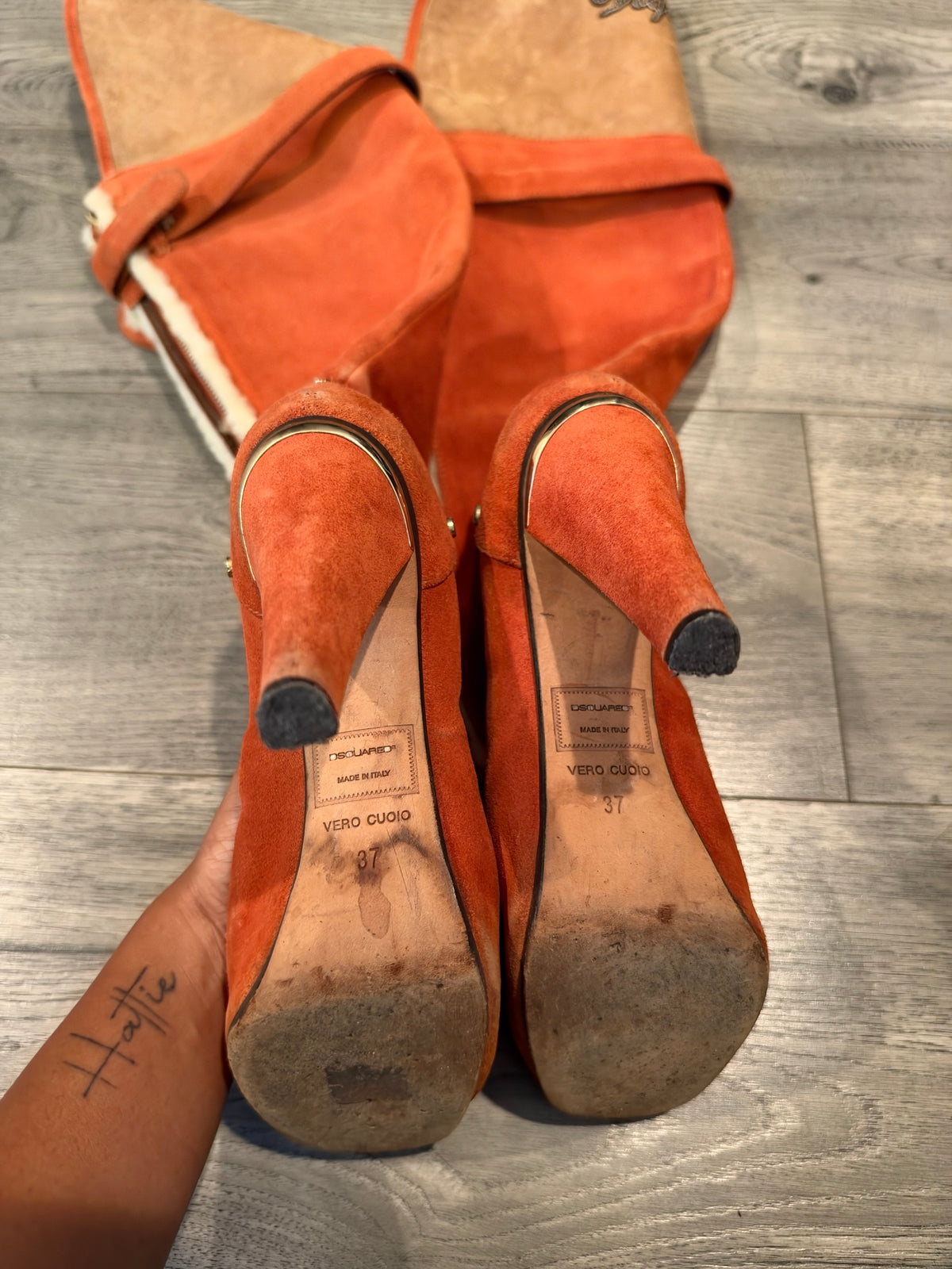 Dsquared2 suede shearling heel boots