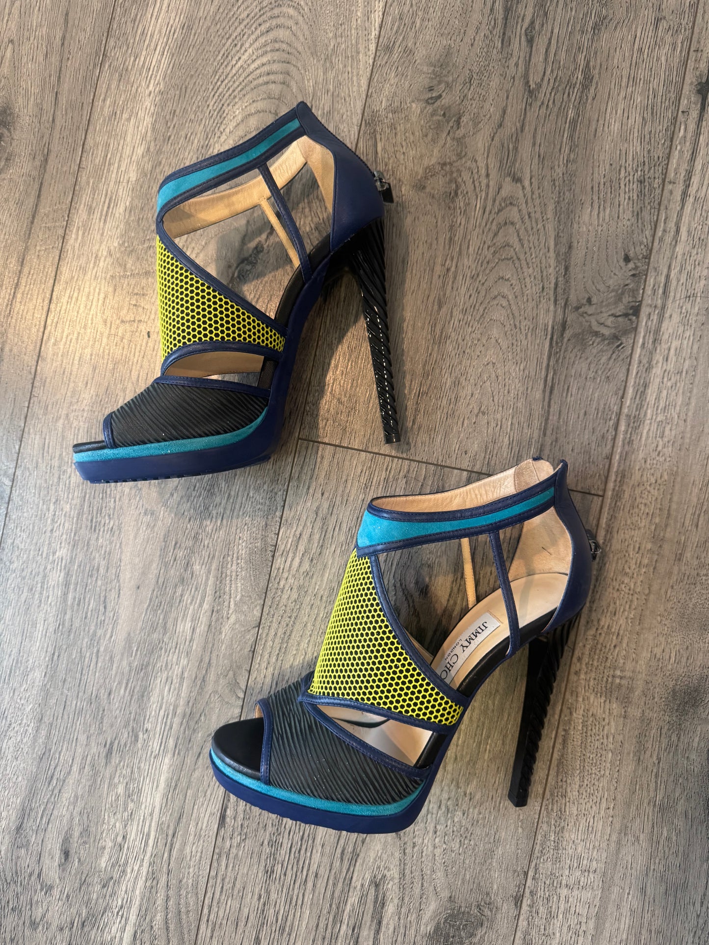 Jimmy choo multicolor honeycomb heels