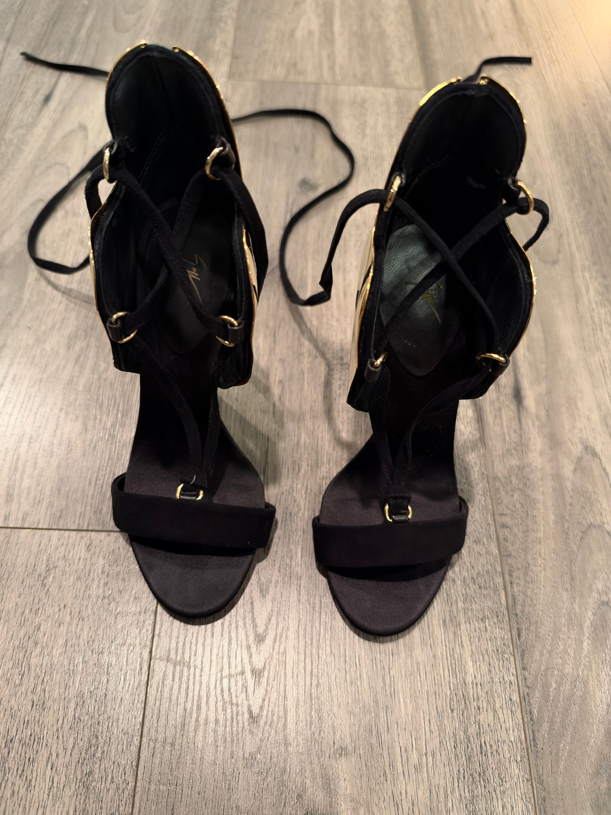 Giuseppe Zanotti gold plated strap up heels