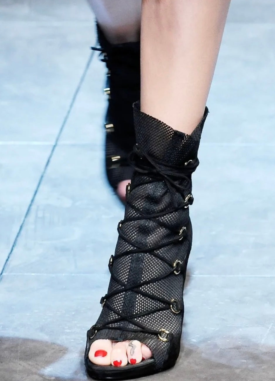 Dolce & Gabanna 2010 lace up mesh boots