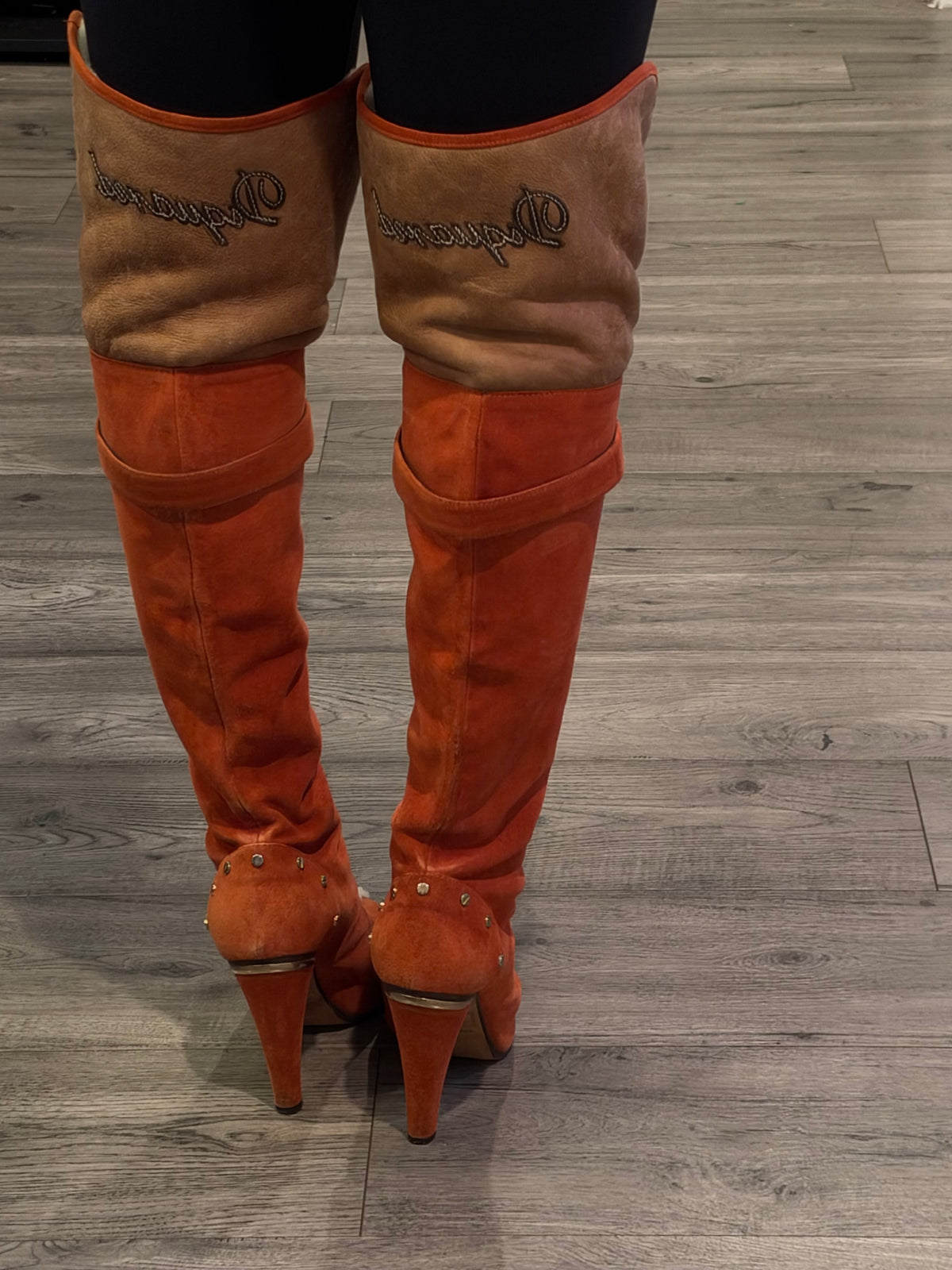 Dsquared2 suede shearling heel boots