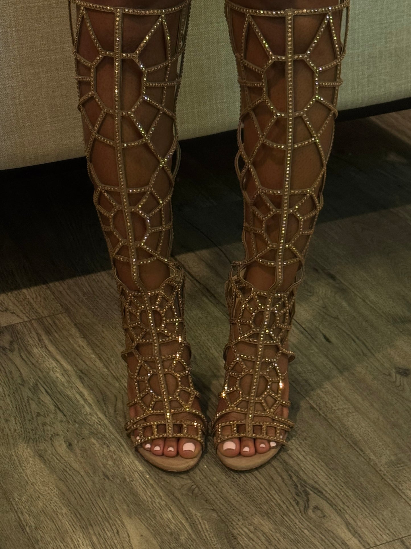 Sergio Rossi Swarovski crystal gladiator heels