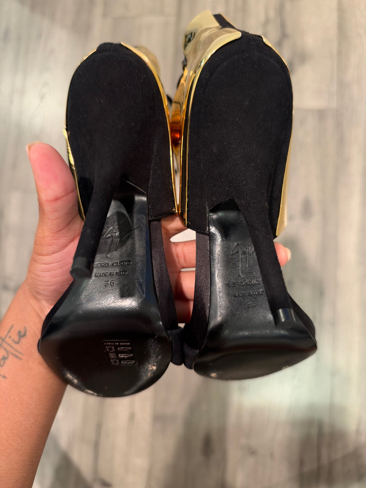 Giuseppe Zanotti gold plated strap up heels