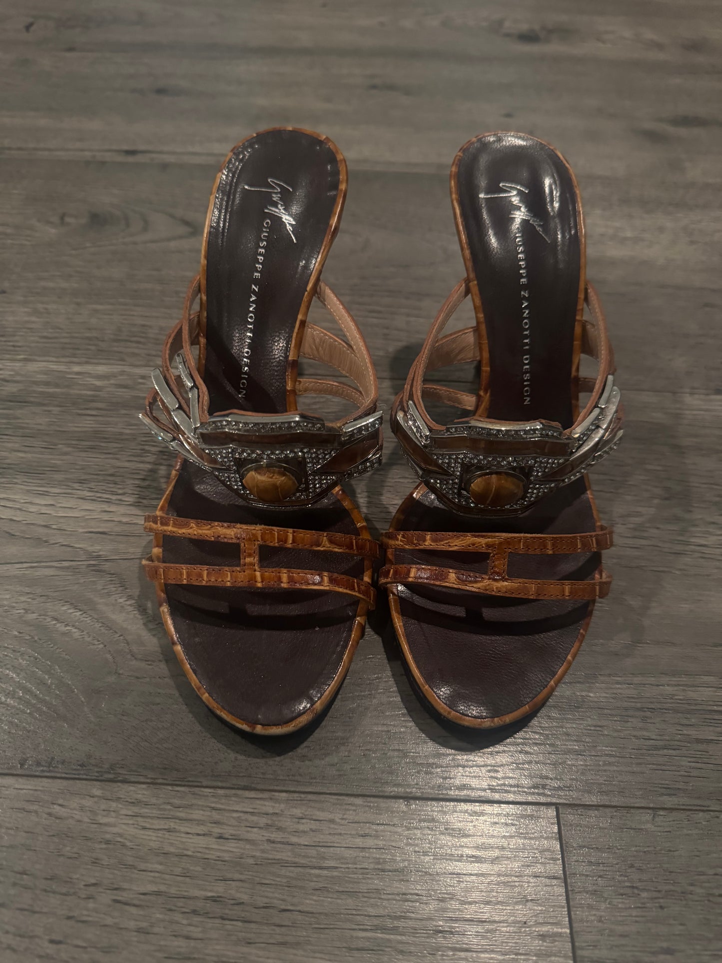 Giuseppe Zanotti brown embellished sandals