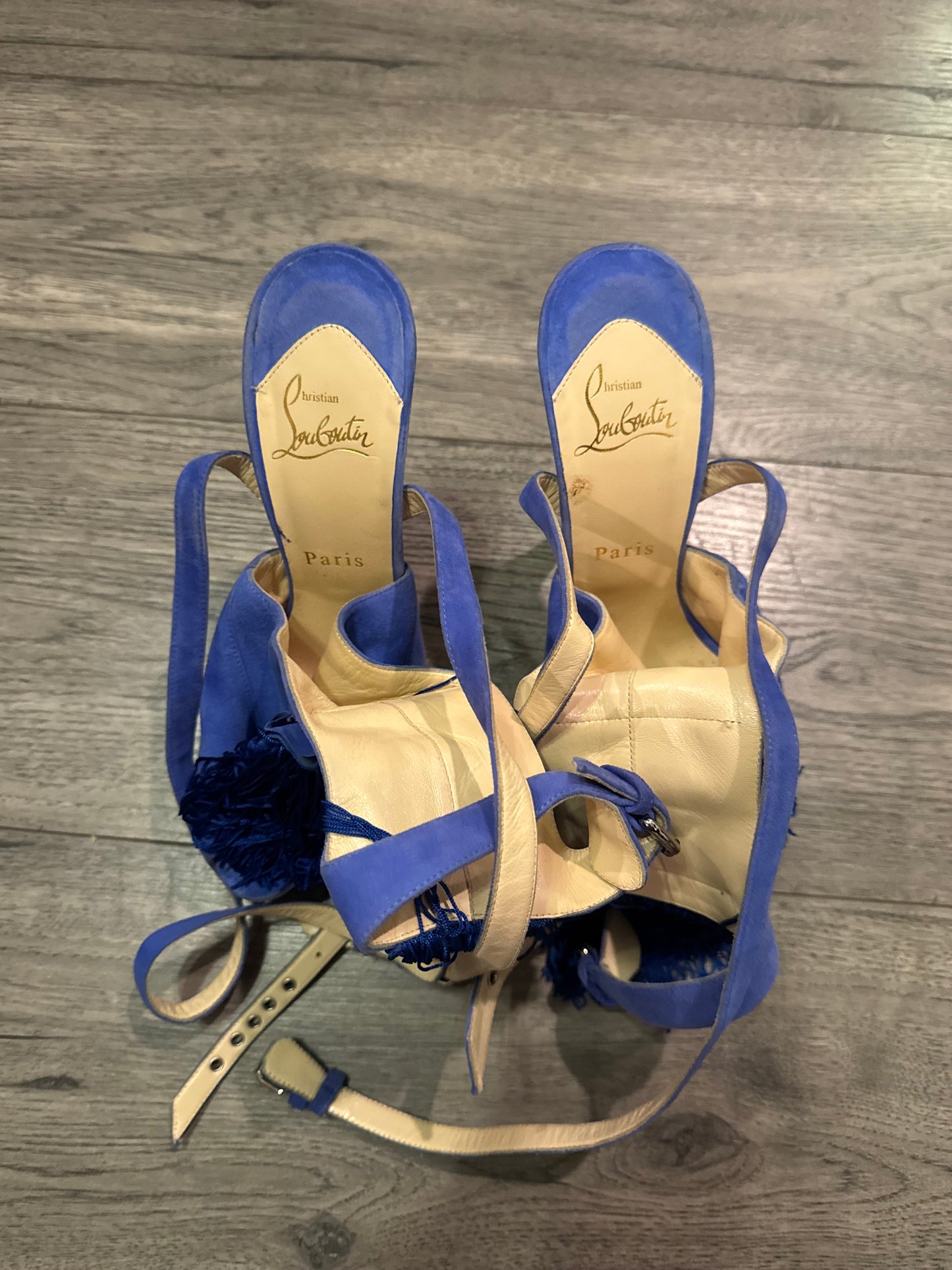 Christian Louboutin change of the guard fringe heels circa 2010
