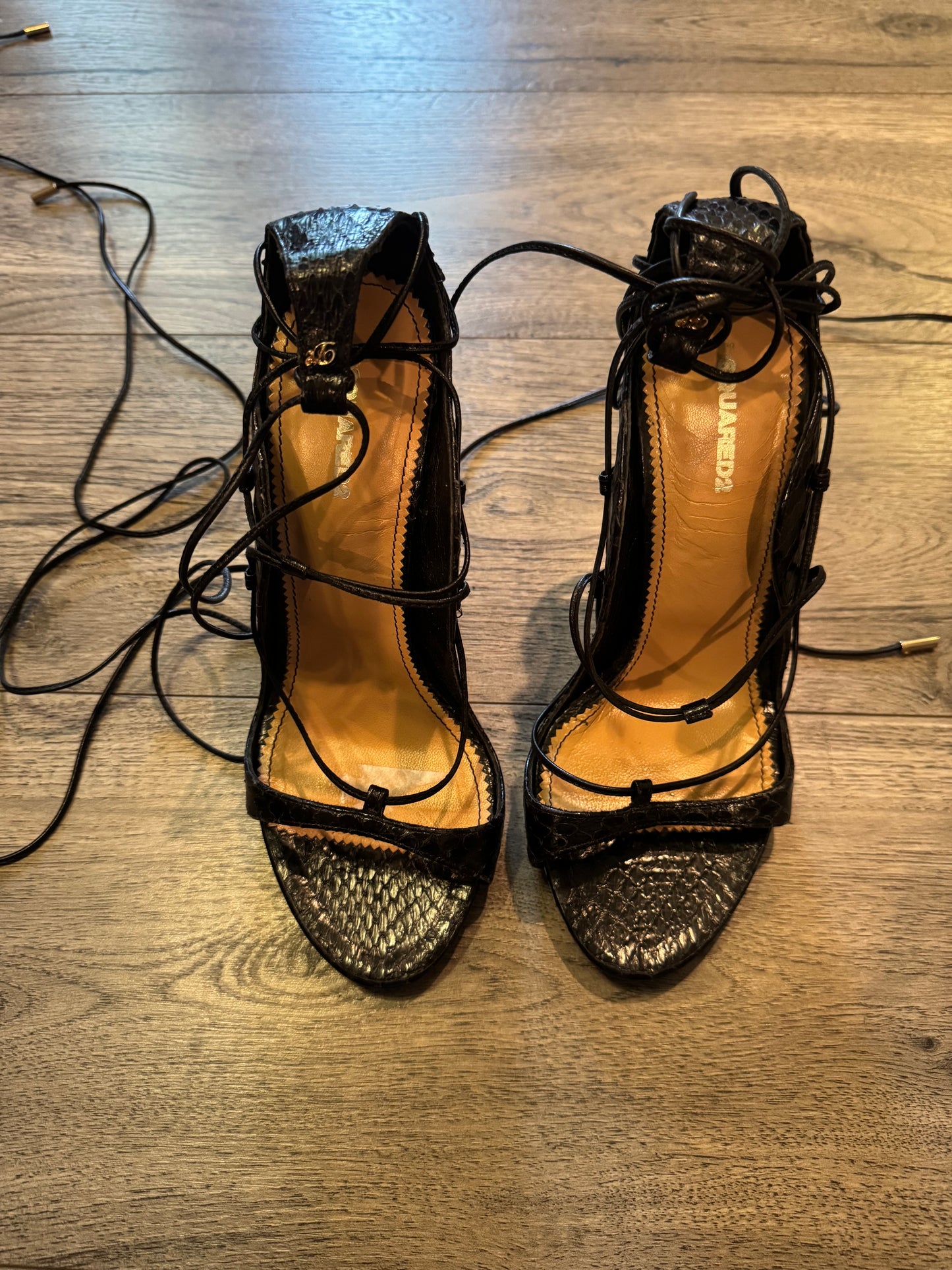 Dsquared2 snakeskin lace up heels